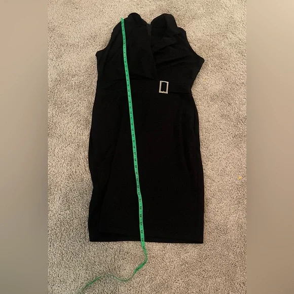 Elegant Black Sleeveless Dress with silver waist buckle size XL - Picture 11 of 14